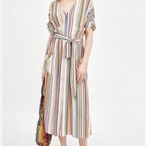Zara Striped Multicolor Midi Dress 0211 B-1